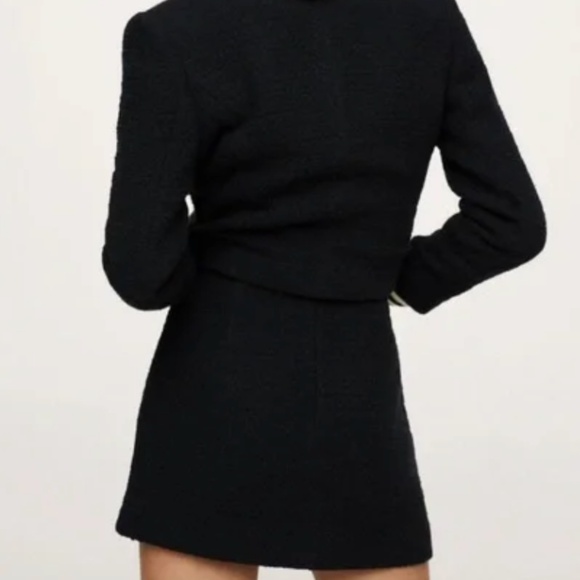 MANGO High Waist Tweed Mini Skirt Gold Buttons Black Size XS - Picture 3 of 3